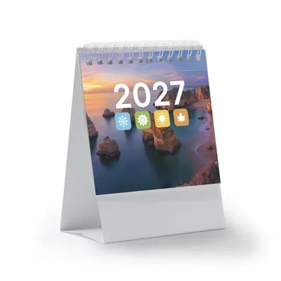 Calendario de sobremesa vertical Dean con anillas personalizable