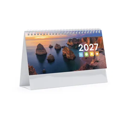 Calendario de sobremesa horizontal Flint con anillas personalizable