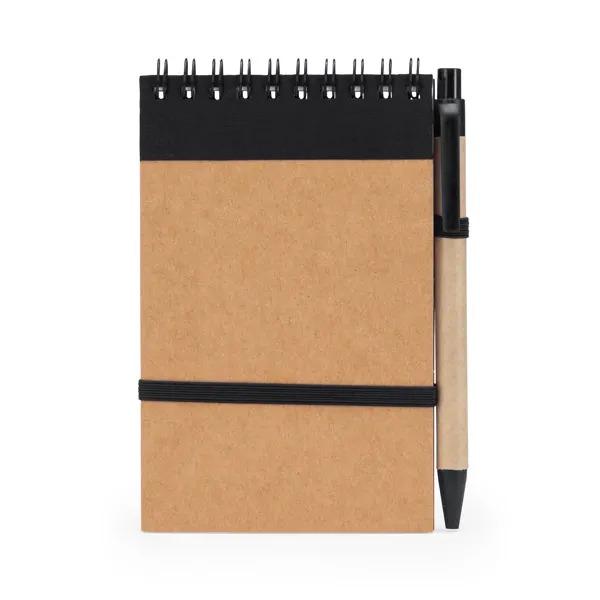 Libreta espiral de cartón reciclado Lien 70 hojas en negro de cartón reciclado, vista frontal