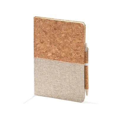 Libreta A5 corcho y algodón con bolígrafo personalizable