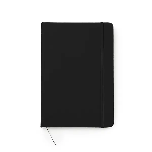 Libreta A5 tapa rígida polipiel, hojas rayadas Ardak en negro de polipiel, vista frontal