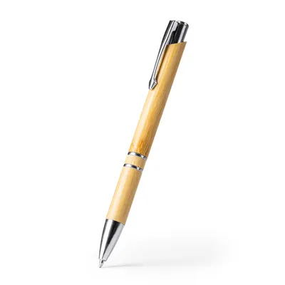 Bolígrafo de bambú Besky pulsador metalizado personalizable