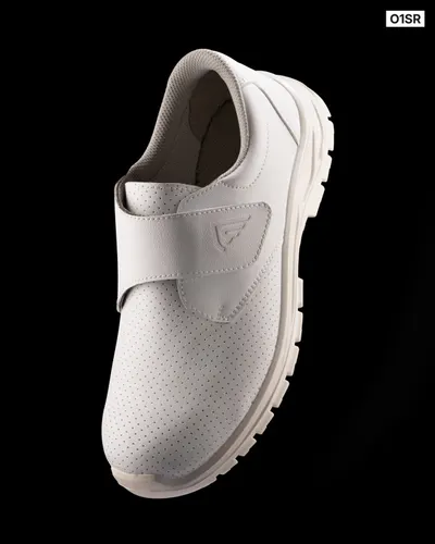 Calzado de trabajo blanco Opal con velcro sin puntera personalizable