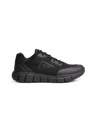 Calzado de trabajo deportivo transpirable Basalt de tejido de punto negro con TPU negro, vista lateral