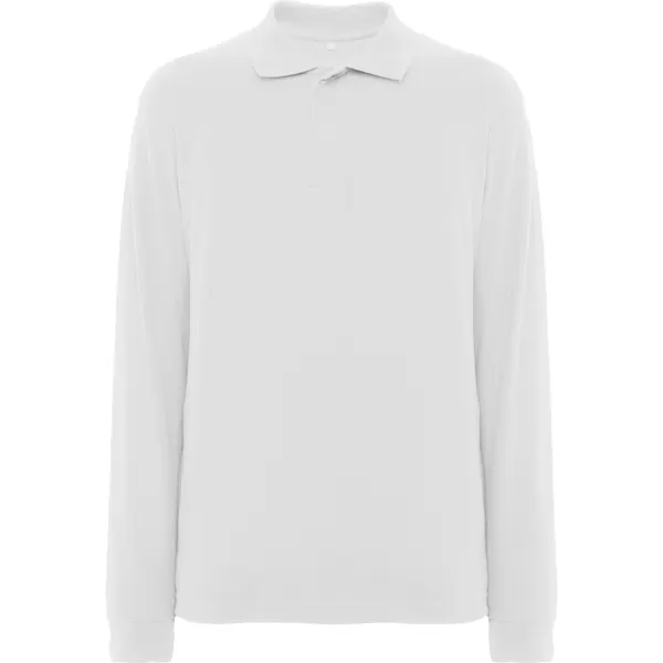 Polo de trabajo algodón piqué manga larga Rover 200 g en blanco de 100% algodón piqué, vista frontal