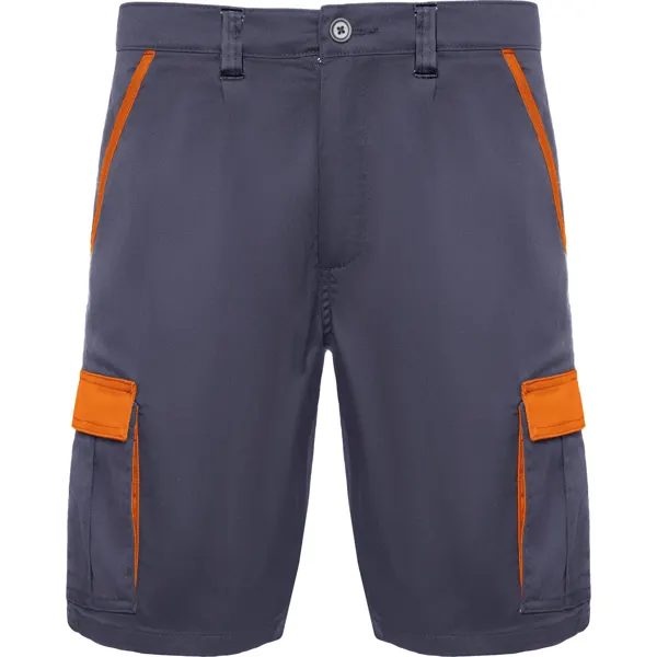 Bermuda multibolsillos detalles Tahoe a contraste 250 g en plomo/naranja de 65% poliéster / 33% algodón / 2% elastano, vista frontal