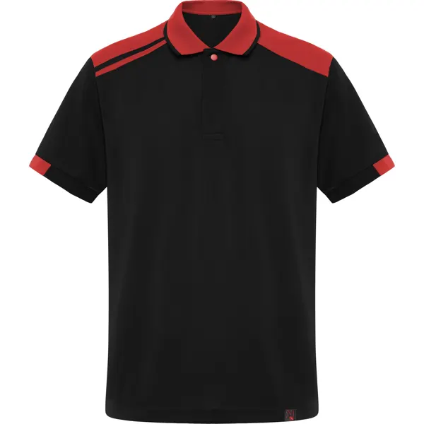 Polo de trabajo antibacteriano piqué Samurai 160 g en negro/rojo de 100% poliéster piqué antibacteriano, 160 g/m², vista frontal