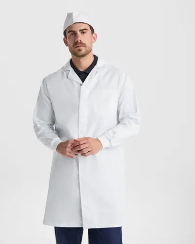 Bata laboratorio unisex botones ocultos 195 g personalizable