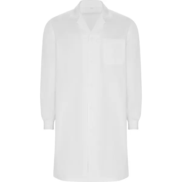 Bata laboratorio botones ocultos Mederi 195 g unisex en blanco de 80% poliéster / 20% algodón, sarga de 195, vista frontal