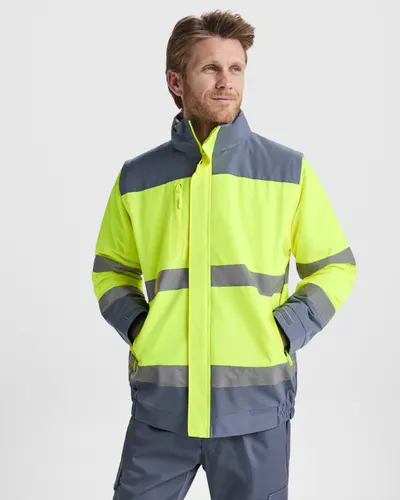 Chaqueta alta visibilidad impermeable desmontable personalizable