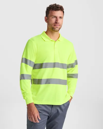Polo alta visibilidad de piqué Polaris 170 g manga larga personalizable