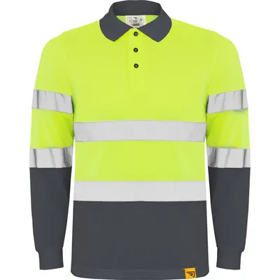 Polo alta visibilidad de piqué Polaris 170 g manga larga personalizable