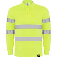 Polo alta visibilidad de piqué Polaris 170 g manga larga de 100% poliéster piqué, 170 g/m², vista lateral