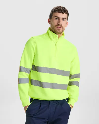 Sudadera alta visibilidad media cremallera 280 g personalizable