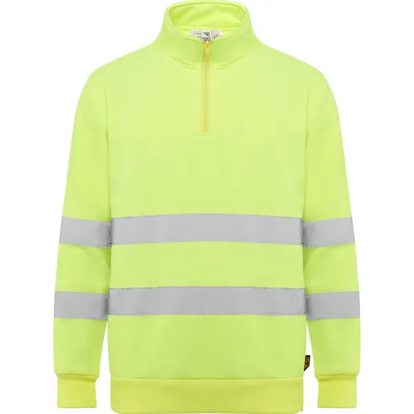 Sudadera alta visibilidad media cremallera Spica 280 g en amarillo fluor de 100% poliéster, felpa perchada, 280 g/m², vista frontal