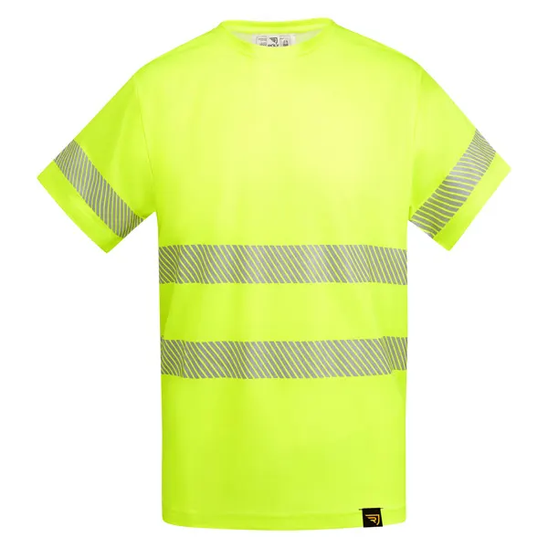 Camiseta alta visibilidad de algodón poliéster Tauri 170 g en amarillo fluor de 55% algodón y 45% poliéster, 170 g/m², vista frontal