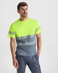 Camiseta alta visibilidad de algodón poliéster Tauri 170 g de 55% algodón y 45% poliéster, 170 g/m², vista frontal