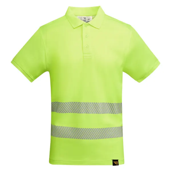 Polo alta visibilidad de algodón y poliéster Atrio 170 g en amarillo fluor de 55% algodón y 45% poliéster, 170 g/m², vista frontal
