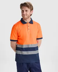 Polo alta visibilidad de algodón y poliéster Atrio 170 g de 55% algodón y 45% poliéster, 170 g/m², vista frontal