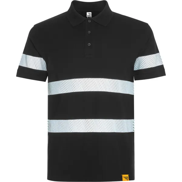 Polo alta visibilidad de piqué Foran antipilling 220 g en negro de 60% algodón 40% poliéster piqué, 220 g/m², vista frontal