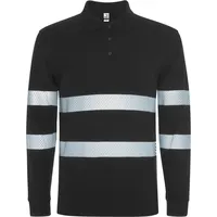 Polo alta visibilidad antipilling manga larga Foran 220 g de 60% algodón 40% poliéster piqué, 220 g/m², vista lateral