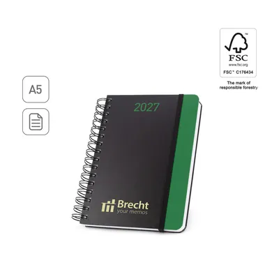 Agenda A5 anillas papel reciclado diaria personalizable