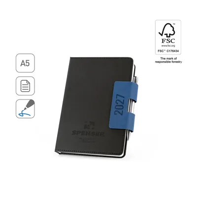 Agenda A5 PU con soporte de bolígrafo personalizable