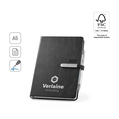 Agenda A5 PU con inserción metálica diaria personalizable