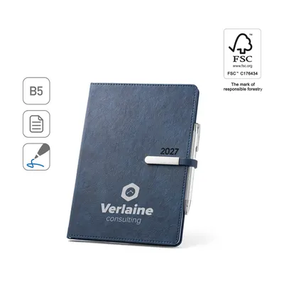 Agenda B5 de PU Verlaine con inserción metálica semanal personalizable
