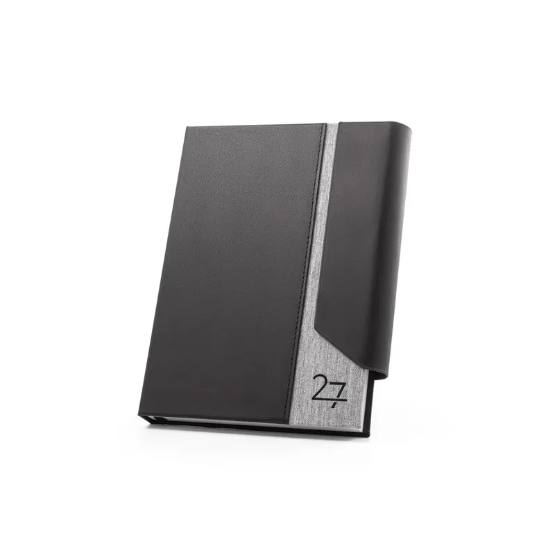 Agenda A5 de PU reciclado y rPET Austen diaria en gris claro de PU reciclado, PET 300D, detalle 5