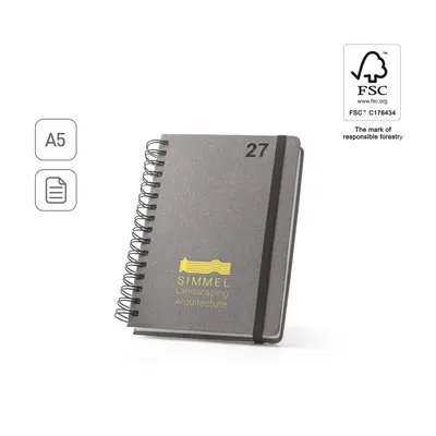 Agenda A5 de anillas cuero reciclado diaria personalizable