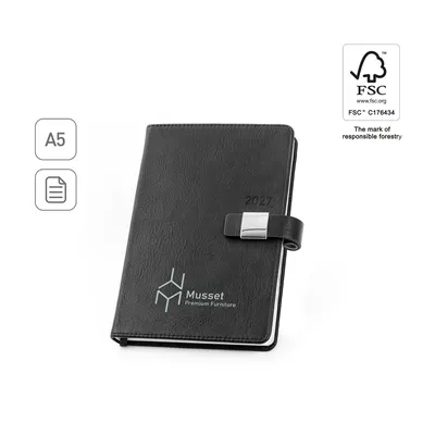 Agenda A5 PU reciclado con placa metálica personalizable