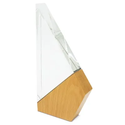 Trofeo cristal con peana de madera 23,5 cm personalizable