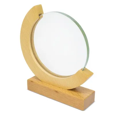 Trofeo cristal base madera 18 × 19,5 cm personalizable