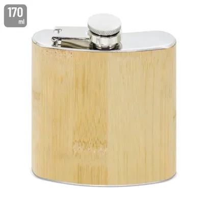 Petaca de bambú y acero Ambient 170 ml personalizable
