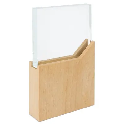 Trofeo cristal separable base madera 12 cm personalizable
