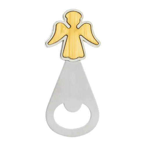 Abrebotellas en forma de ángel Angelico con estuche en color único de aleación de zinc y acero inoxidable, vista frontal