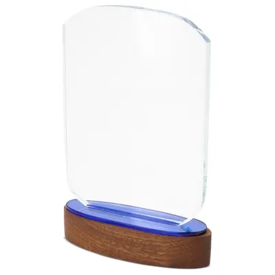 Trofeo de cristal 12,8 × 17,5 cm con estuche personalizable