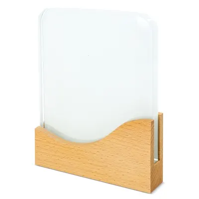Trofeo sublimación de cristal y madera Enif 15 × 19 cm personalizable
