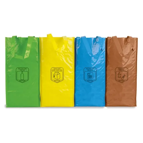 Bolsa de reciclaje non woven laminado 114 g en color único de non woven laminado 114grs/m2, vista frontal