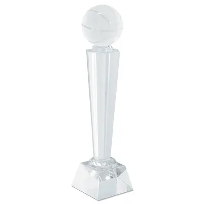 Trofeo cristal deportivo balón de baloncesto personalizable