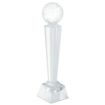Trofeo cristal deportivo pelota de golf personalizable