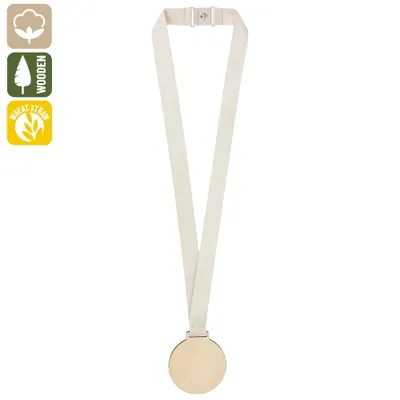 Medalla de madera con cinta de algodón 7 cm personalizable