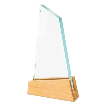 Trofeo cristal tallado inspirado en la vela personalizable