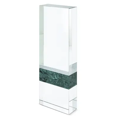 Trofeo de cristal Géminis efecto mármol verde personalizable