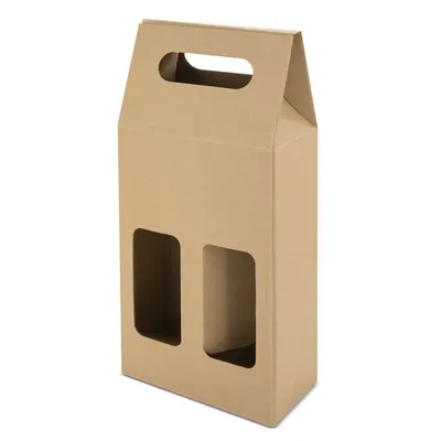 Caja de cartón kraft para 2 botellas personalizable