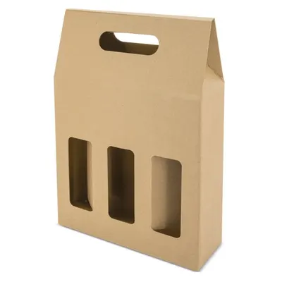 Caja de cartón kraft para 3 botellas personalizable