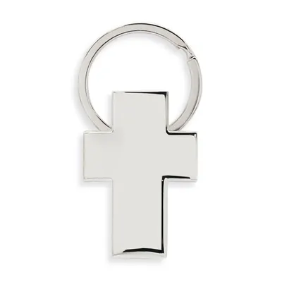 Llavero metálico forma de cruz Christian personalizable