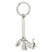 Llavero metálico Charming con abalorios y chapa 8,5 cm de metálico, vista frontal