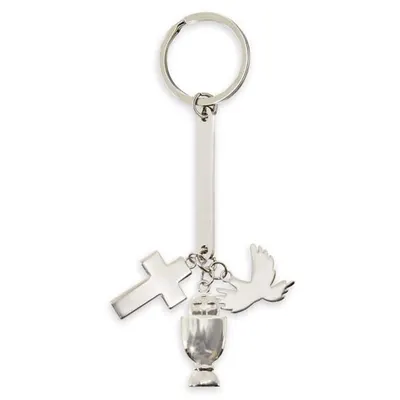 Llavero metálico Charming con abalorios y chapa 9,5 cm personalizable